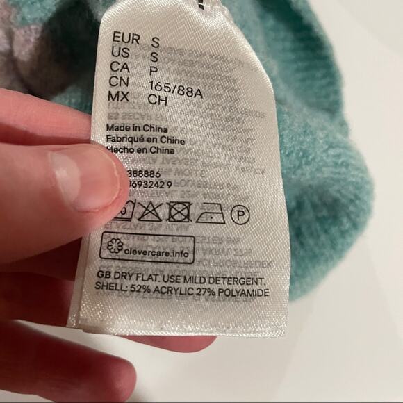 H&M Blue, Yellow, Gray‎ & Green Colorblock Stripe Long Sleeve Sweater Size S - Picture 6 of 9